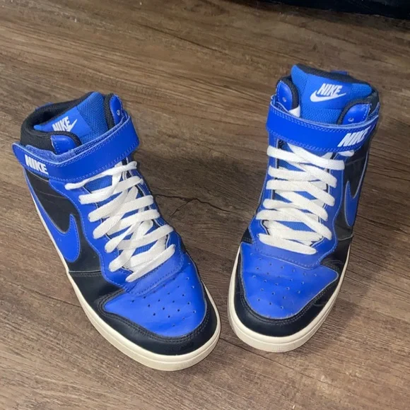 Nike Court Borough Mid 2 Boys Size 6Y/M 7.5W Blue Athletic Shoes Sneakers - Picture 2 of 8